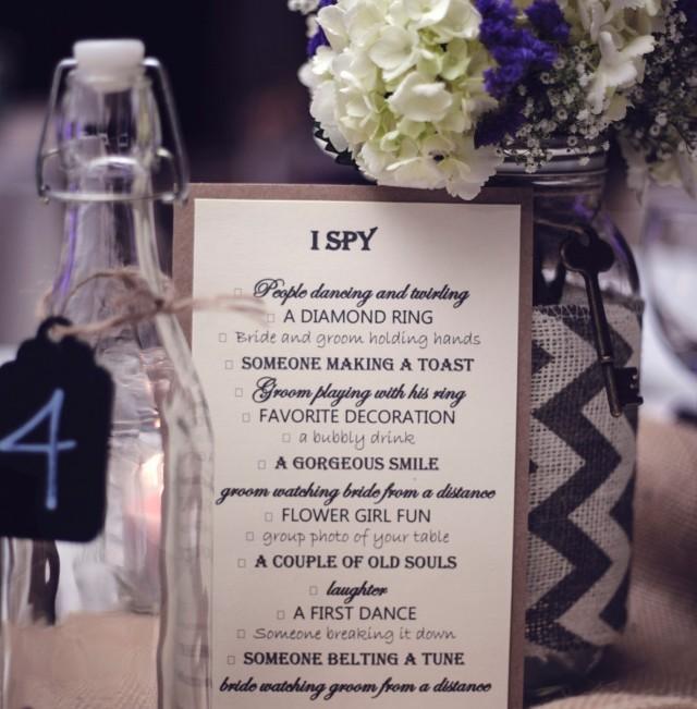 10 Large I Spy Wedding Game Cards To Place At Wedding Tables