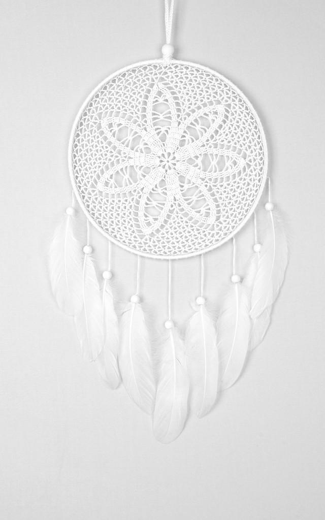 White Dream Catcher Crochet Doily Dreamcatcher White Feathers Boho