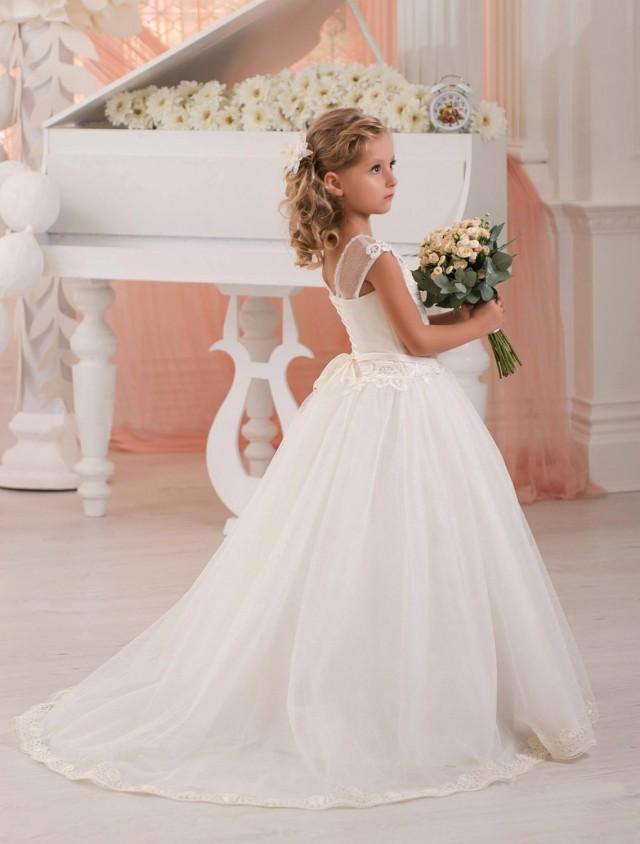 Ivory Flower Girl Dress, Tulle Flower Girl Dress, Toddler Flower Girl Dress, Baby Flower Girl