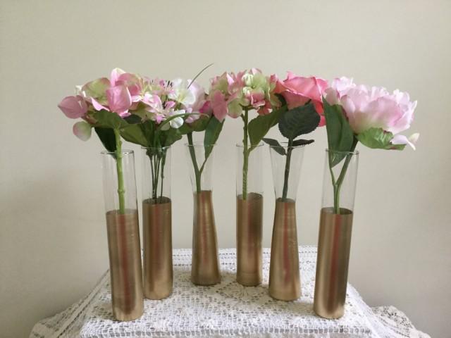 Gold Vases Gold Wedding Decor Set Of 6 Gold Dipped Champagne