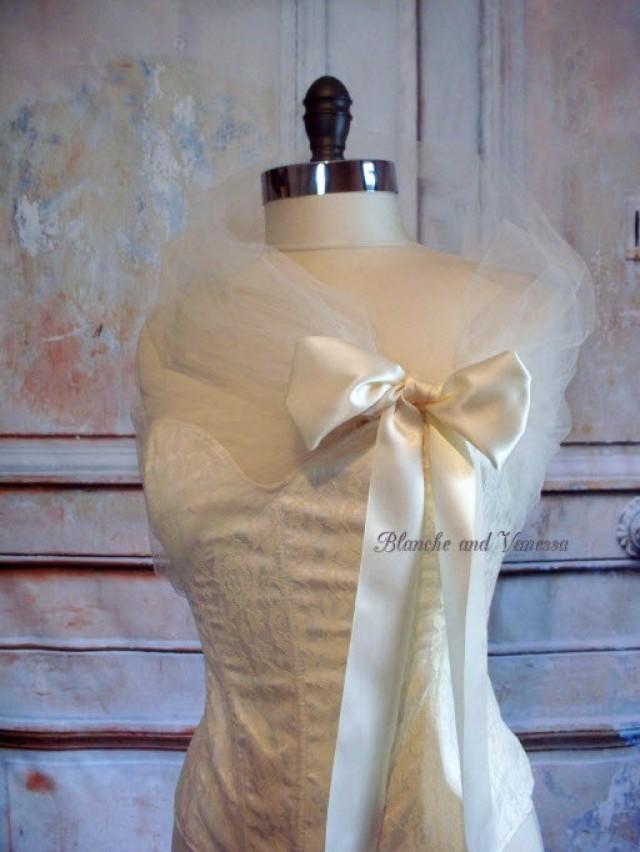 Ivory Tulle Shawl Tulle Shrug Tulle Bolero Soft White Evening Wrap ...