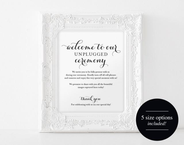 Unplugged Wedding Sign, Unplugged Ceremony Sign, Wedding Sign, Wedding ...