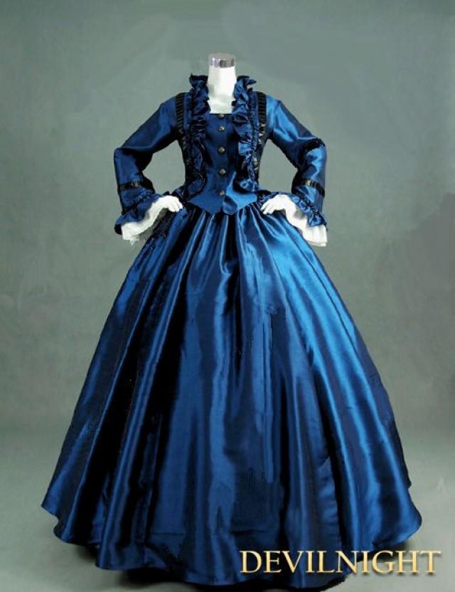 Blue Victorian Day Dress With Long ...