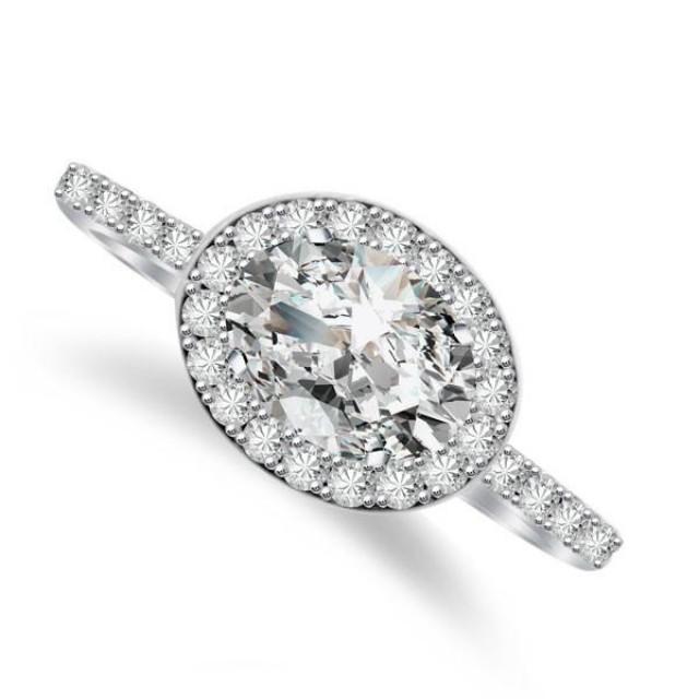 Oval Forever One Moissanite & Diamond EastWest Ring Engagement Rings