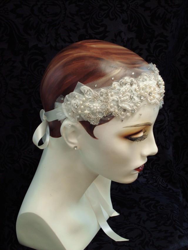 1920s Butterfly Bridal Headband Beaded Flapper Headpiece Bridal Headpiece Bridal Headband 9674