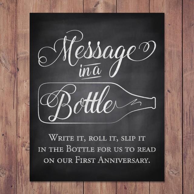 message bottle guest sign rustic printable anniversary 8x10 5x7 11x14