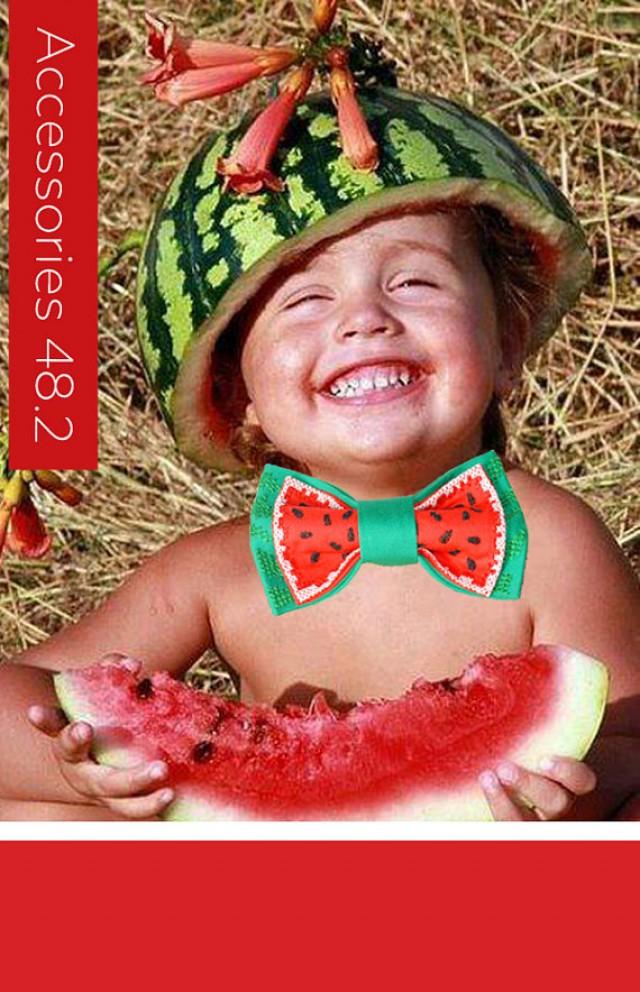 OOAKKids' Bow Tie Embroidered Watermelon Design Red Green Bow Tie ...