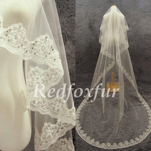 ivory lace edge veil