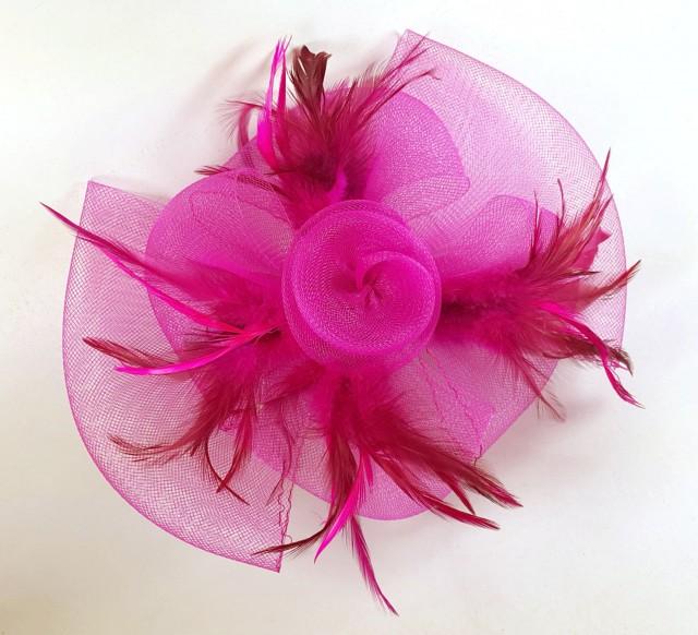 Modern Pink Fascinator "Pink Head Fascinator" Headband With Feathers