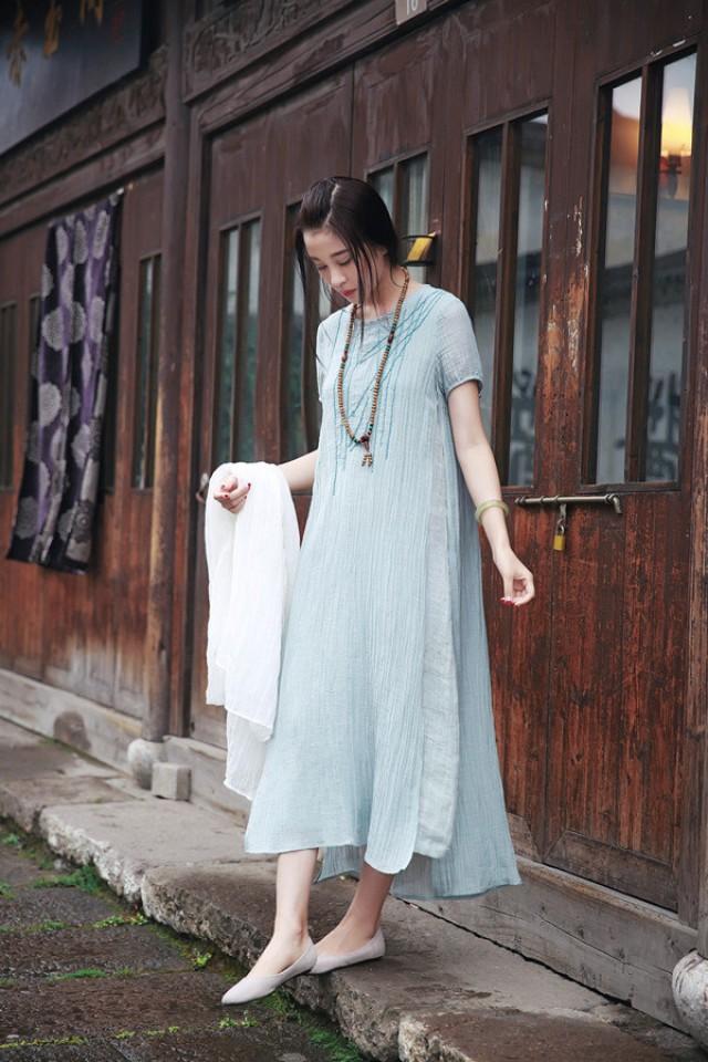 mint green linen dress