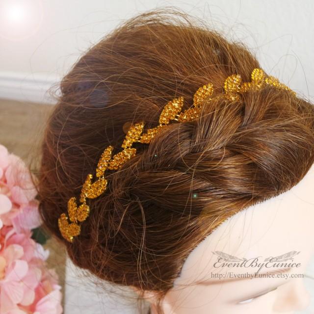 Bridal Gold Headpiece, Wedding Headpiece, Bridal Headband, Wedding