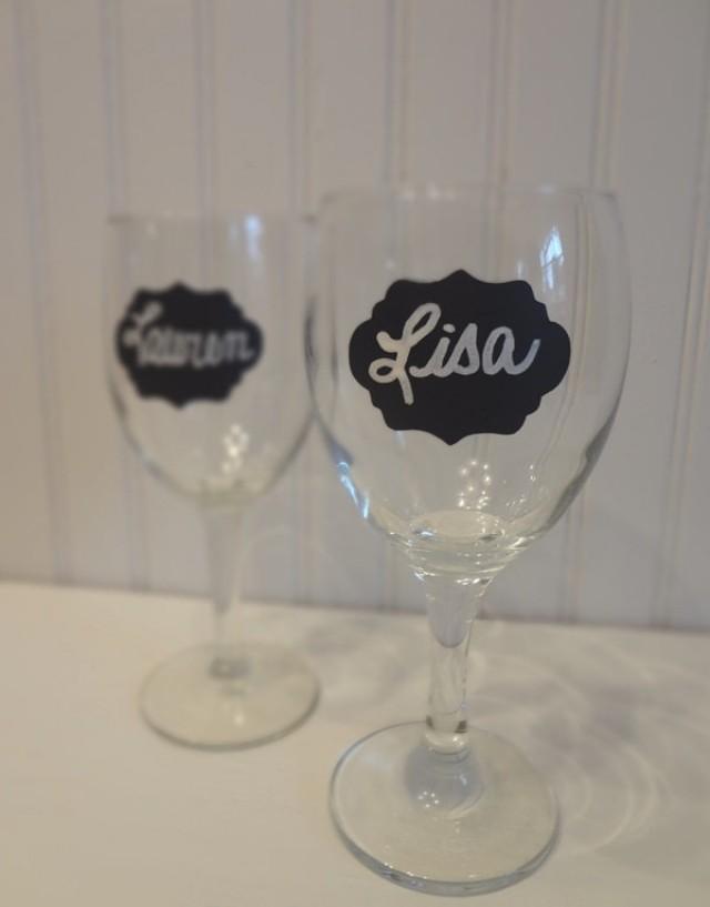 144 DIY Chalkboard Wine Glass Stickers, Chalkboard Wedding Favors