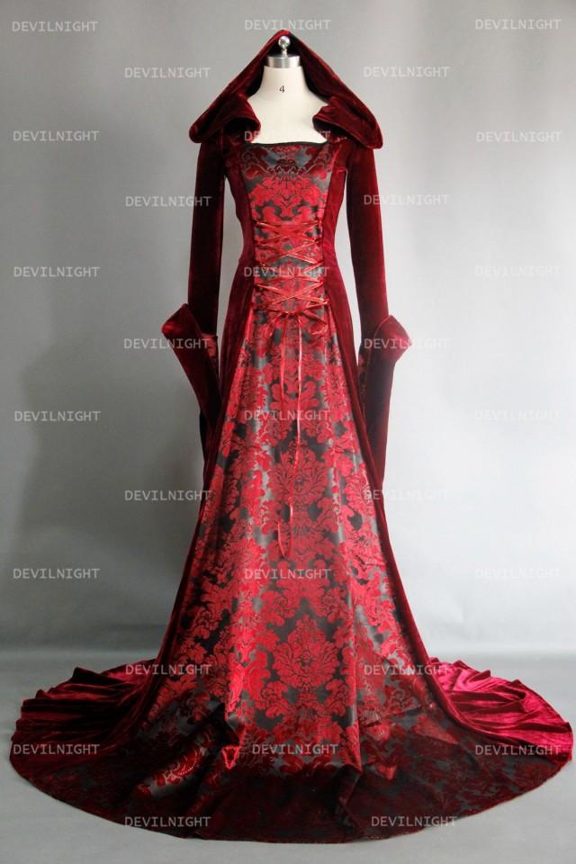 Red Velvet Gothic Hooded Medieval Dress 2567124 Weddbook