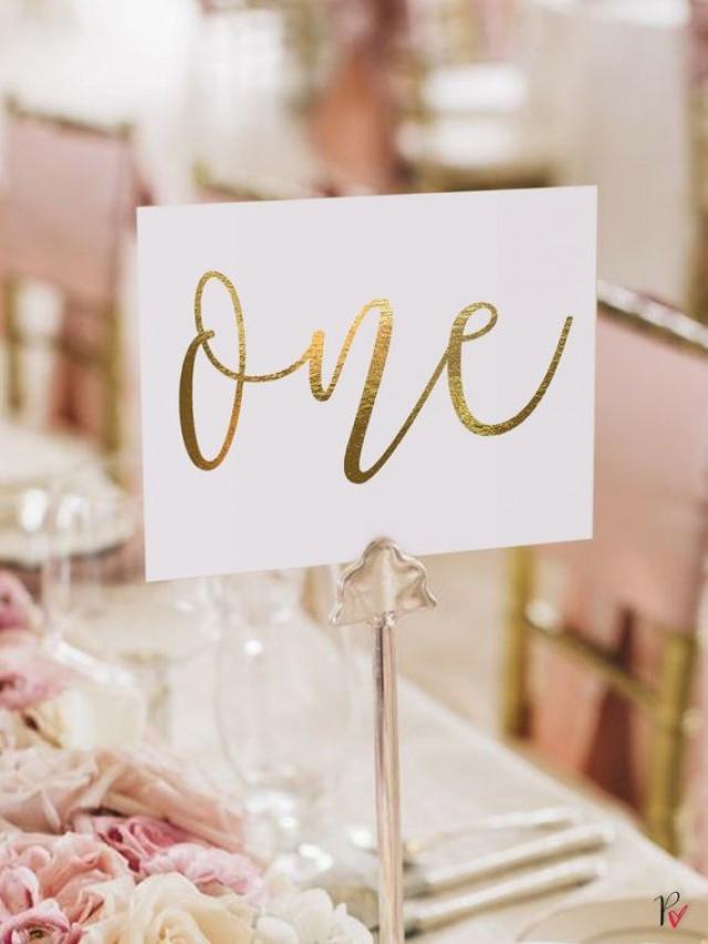 Gold Foil Table Numbers Gold Table Number Cards Doublesided