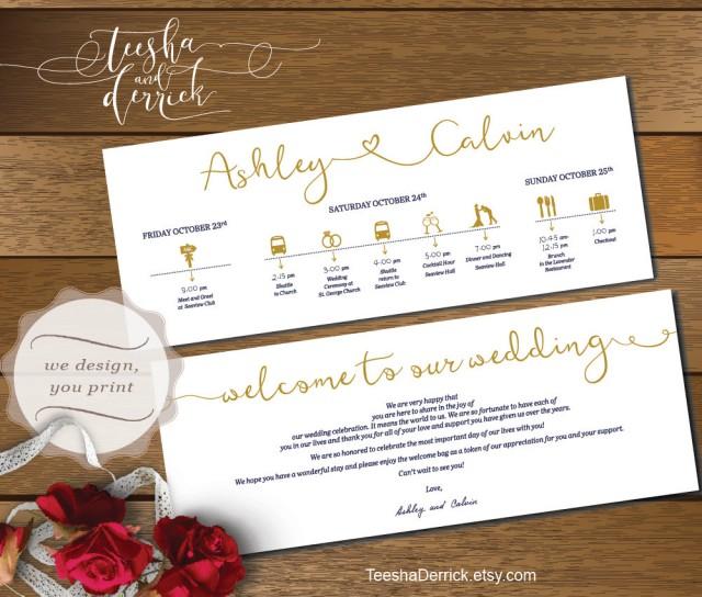 Printable Wedding Timeline Card Design (t0168), Wedding Itineraries ...