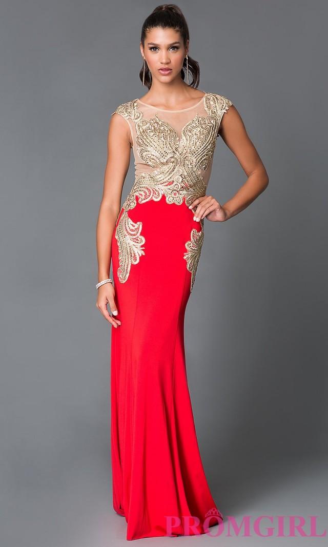 Long Scoop Neck Embroidered Bodice Prom Dress Discount Evening