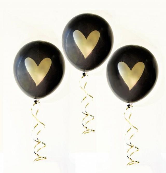 Bridal Shower Balloons 6ct Gold Heart Balloons Wedding