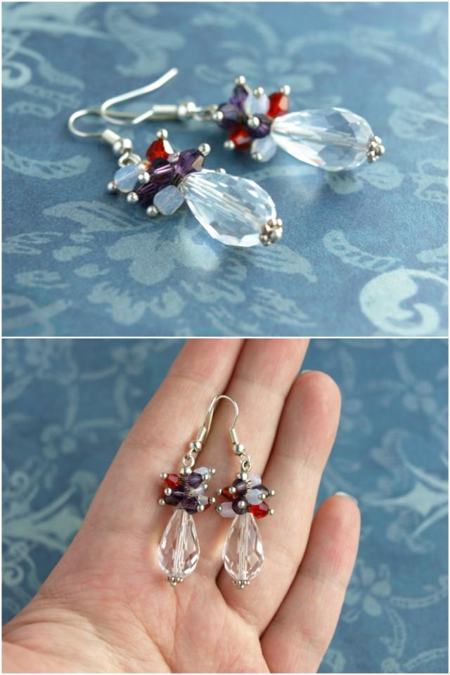 Clear Crystal Teardrop Faux Diamond Earring Ice Clear Earring Cluster