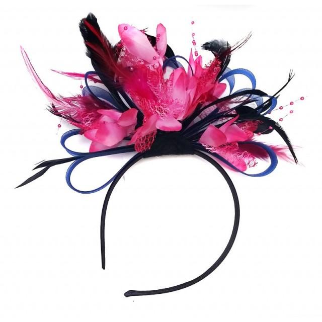 navy and pink fascinators for weddings