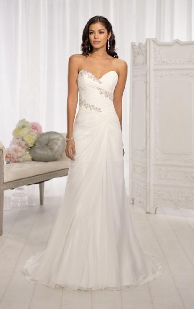 simple-a-line-sweetheart-lace-ruching-sweep-brush-train-chiffon-wedding-dresses-elegant