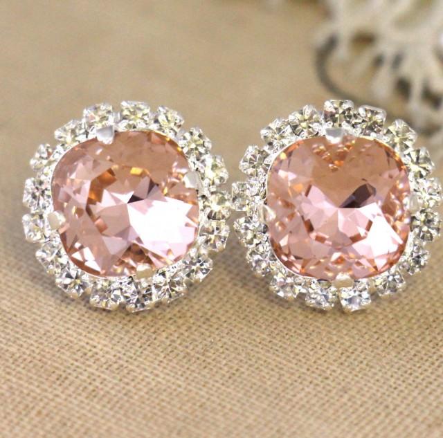 Blush Earrings,Swarovski Blush Earrings,Bridesmaids Earrings,Swarovski
