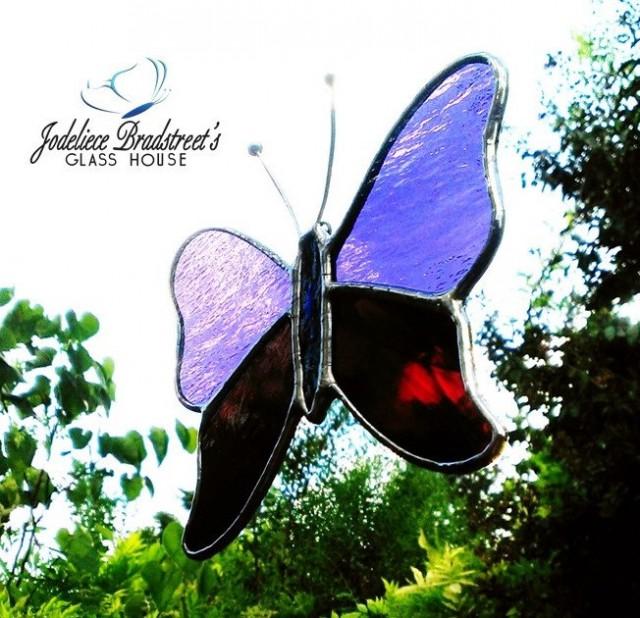 Purple And Plum Butterfly Stained Glass Suncatcher Gift For Mom Home