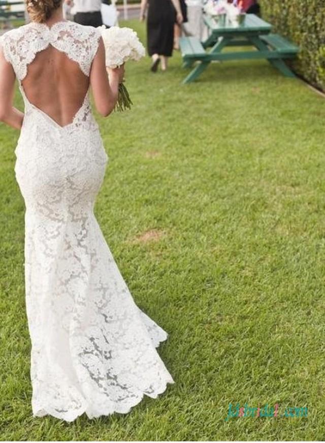 wedding dress keyhole back lace