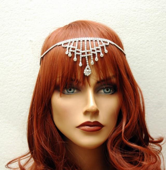 Silver Bohemian Bridal Headpiece Headband Rhinestone Headpiece