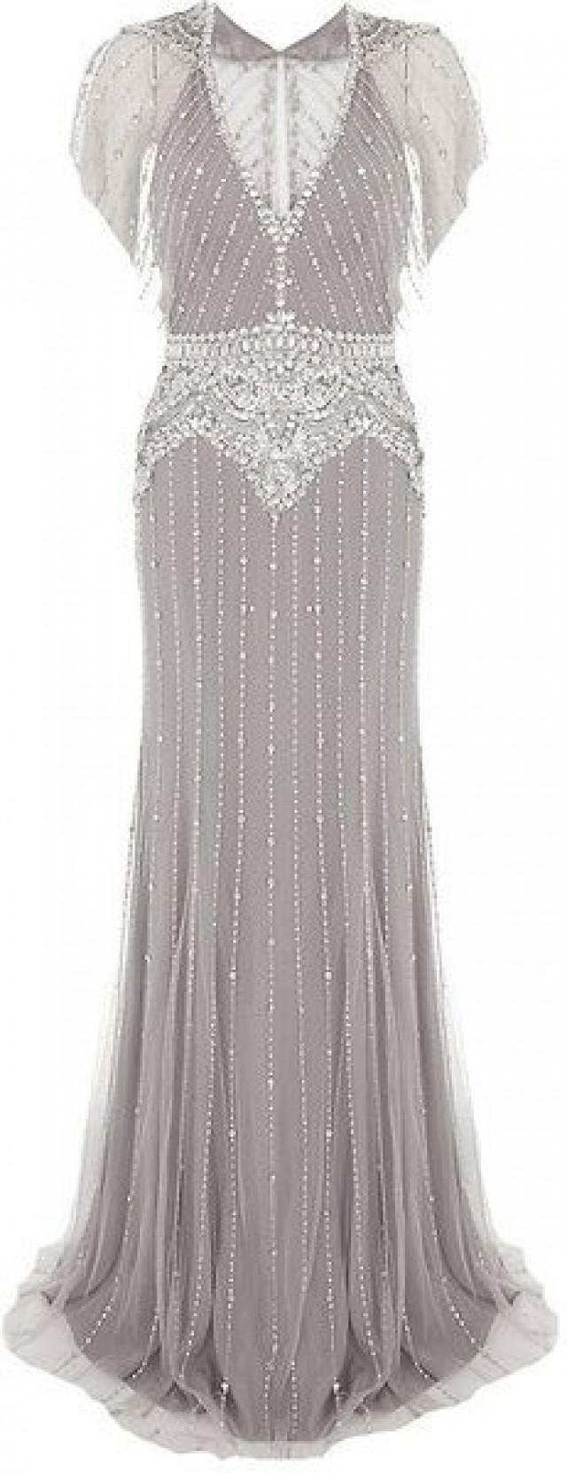 grey embellished gown