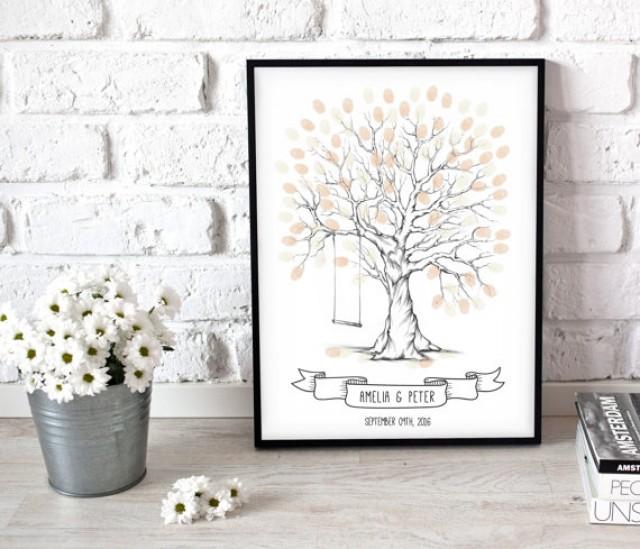 Wedding Tree Guest Book, Finger Print Tree With Swing, Wedding Tree