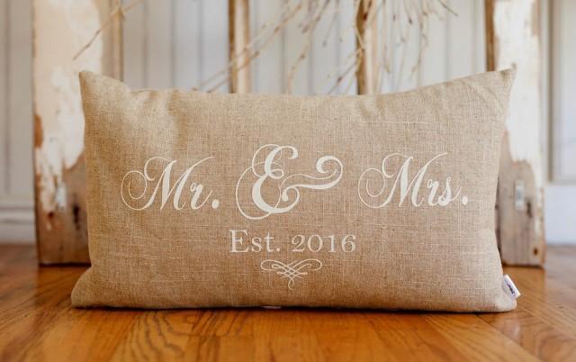 Mr And Mrs Pillow Cover 12x20 Lumbar Choice Of Black Or