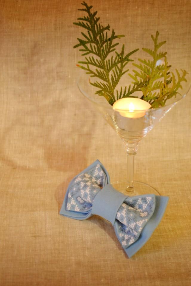 Embroidered Blue Men's Bowtie Gift Ideas For Him Boyfriend's Gift Men's Bowties Bowtie Men
