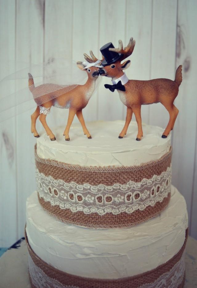 Deer hunter-Buck and doe wedding cake topper-Deer hunting wedding cake topper-hunting-country western-deer-wedding cake topper