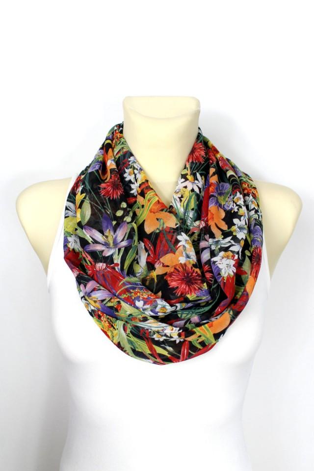 Infinity Scarf Floral Infinity Scarf Printed Scarf Unique Handmade