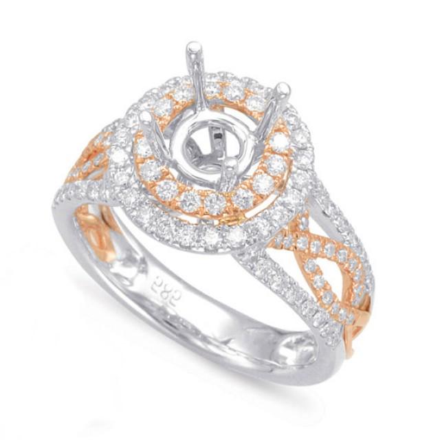 RAVEN FINE JEWELERS, 14k Two Tone Diamond Braided Engagement Ring Semi