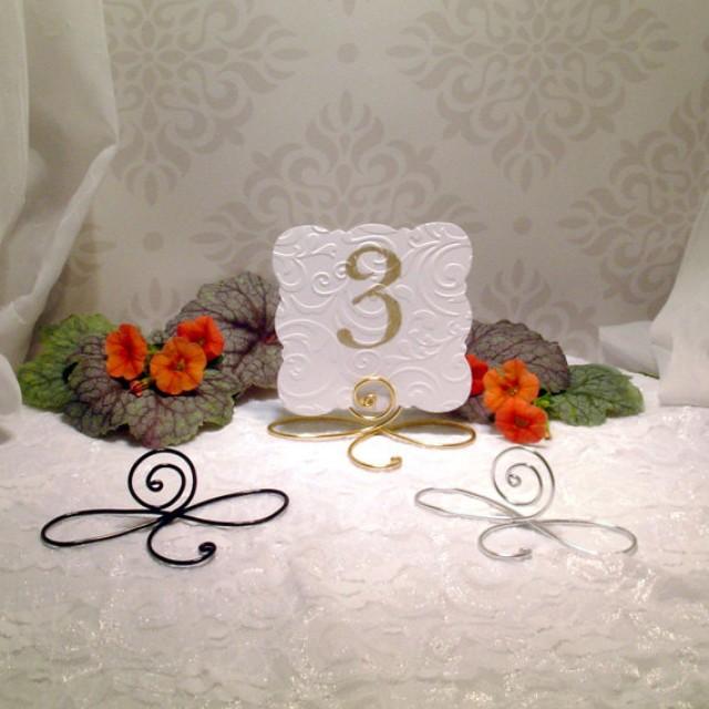 5 Large Wire Infinity Bow Table Number Holders, Black, Gold And Silver Table Number Holders