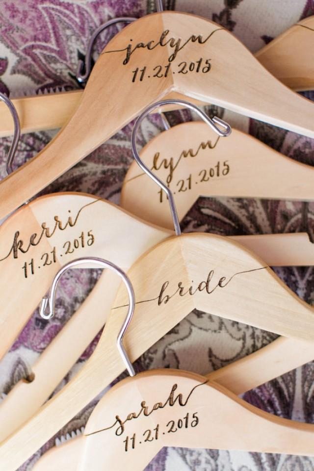 Personalized Bridesmaid Hangers Engraved Wood Wooden Engraved Hanger Bridal Dress Hanger