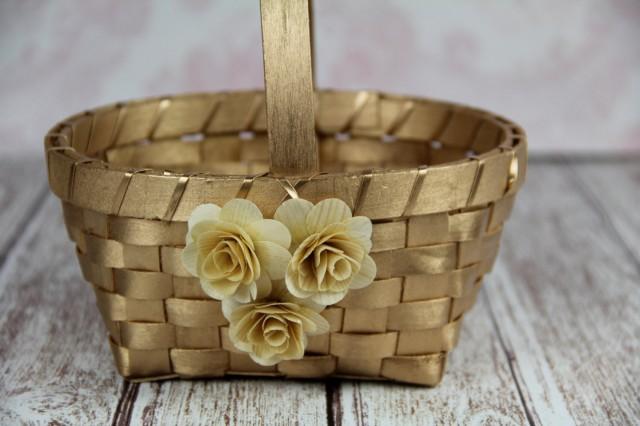 gold flower girl baskets