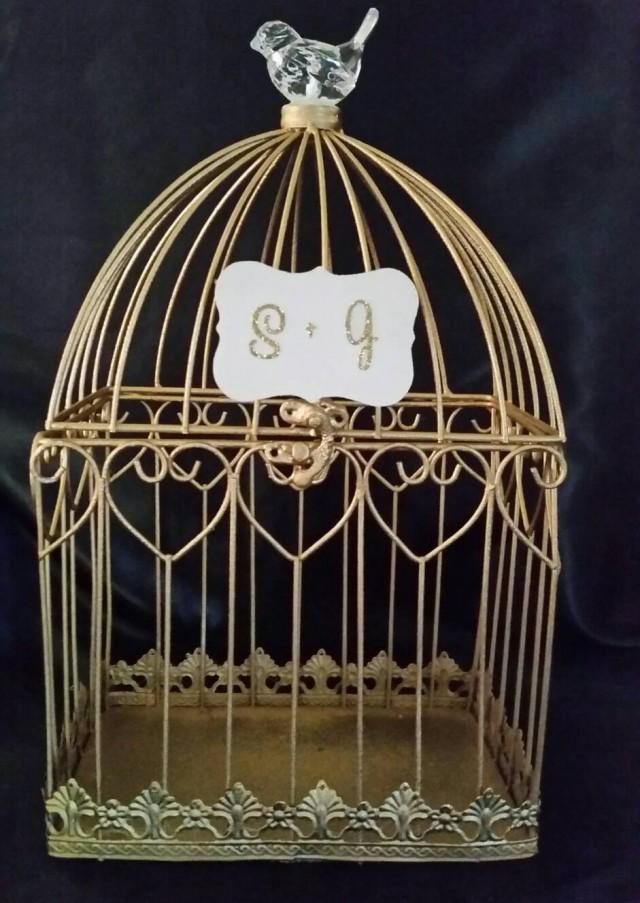 Gold, Wedding Birdcage Card Holder, Wedding Card Box, Wedding Card