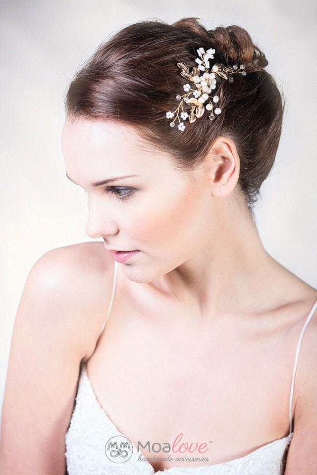 Bridal Headpiece Wedding Hair Accessory Bridal Adornment Beaded Headpiece Bridal Comb Pearl 9062