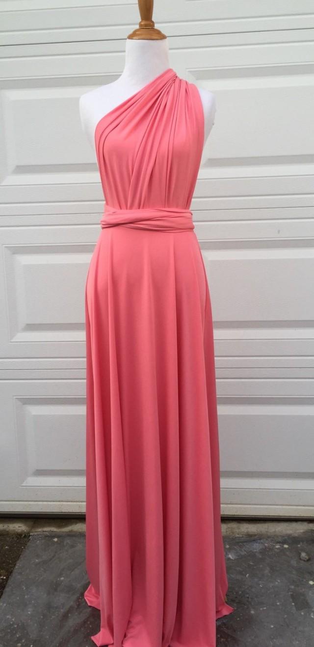 Sweet Heart Wrap Convertible Infinity Dress Evening Dresses Straight Hem Floor Length Coral