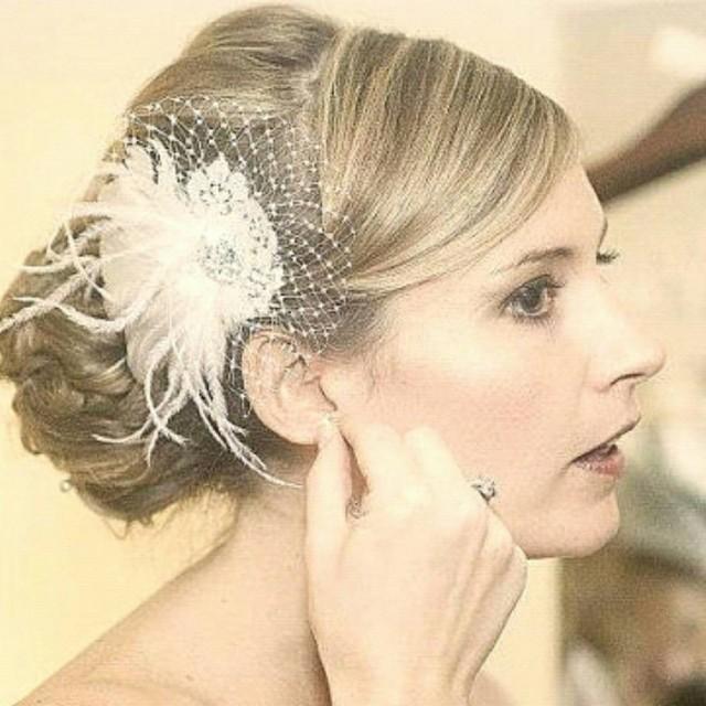 Bridal Fascinator, Wedding Fascinator, French Netting, Bridal Comb, Wedding Hair Clip, Bridal