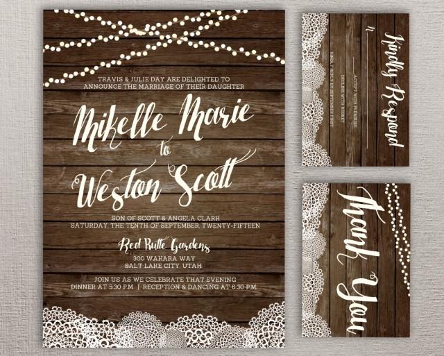 Rustic Barnwood & Lace Doily Twinkle String Light DIY Wedding