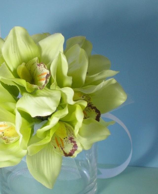Orchid Wedding Bouquet Green Cymbidiums Bridal Bouquet Attendants Flower Girl 2581894 Weddbook