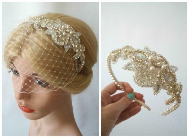Birdcage Veil Headband With Crystal