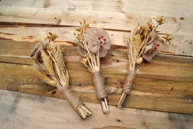 Set Of 3 Small Bridal Bridesmaid Bouquet Rustic Fall Wedding