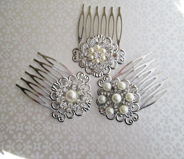 Bridal Hair Combs Wedding Hair Clips Pearl Hair Piece Small Hair Comb Bridesmaid Brooch Comb 0730