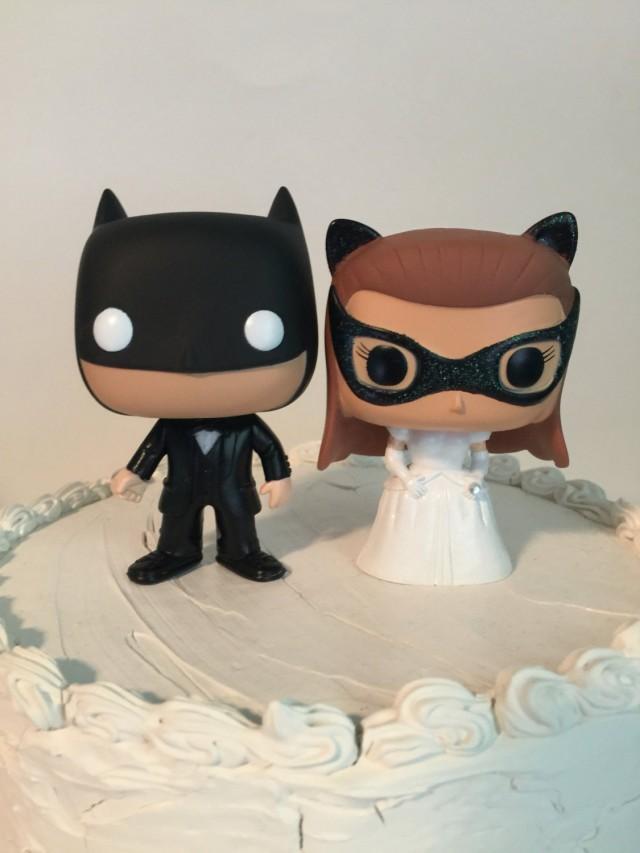 Batman and Catwoman Super Hero Personalized Wedding Cake Topper 