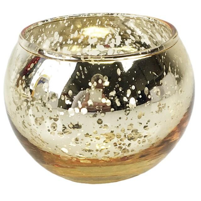 Round Mercury Glass Votive Candle Holder 2h Speckled Gold Just Artifacts Itemmgv020005