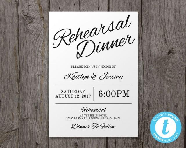 Printable Wedding Rehearsal Dinner Invitation Template, Instant Download, Edit In Our Web App